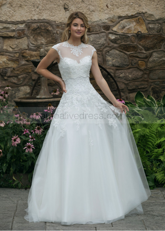 Sweetheart Neck Beaded Ivory Lace Tulle Wedding Dress With Jacket